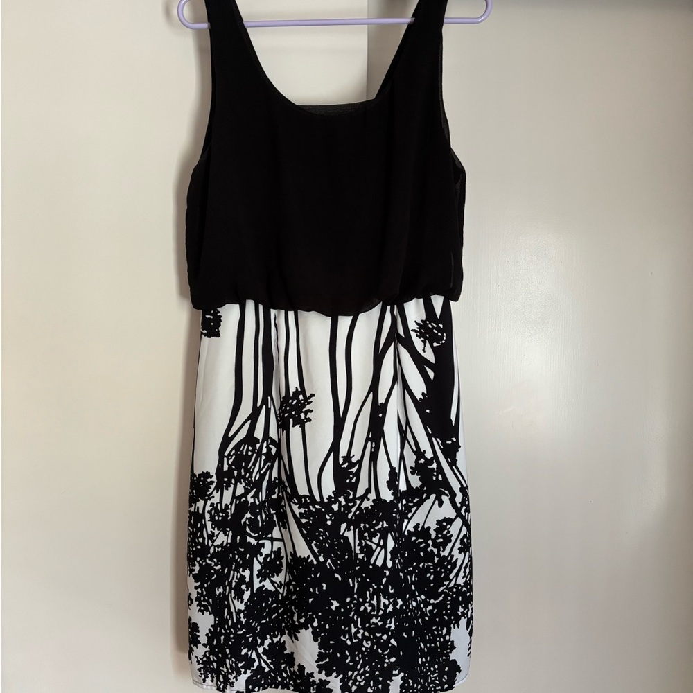 Akalia Black and White Sleeveless Mini Sundress
